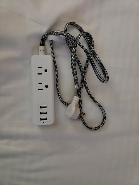 A white power strip 