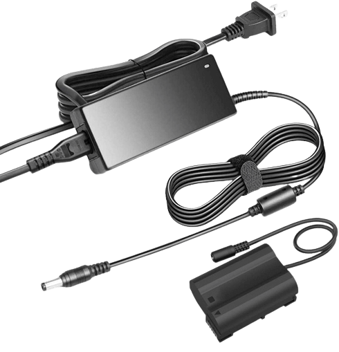 A black AC adapter