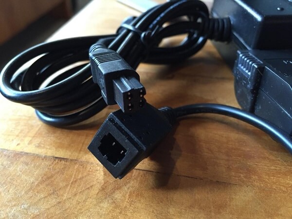 A close-up of AC adapter connectors