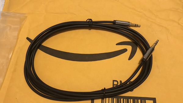A freshly unpacked audio cable