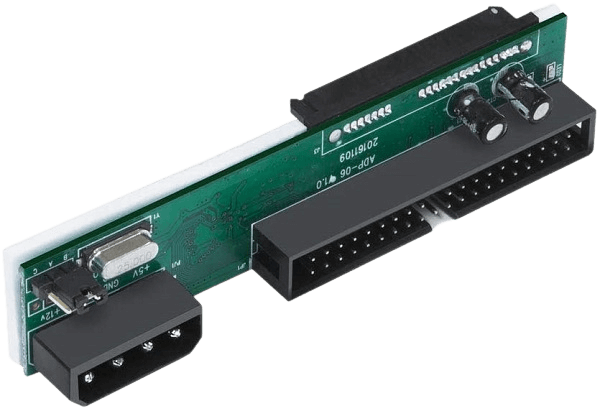 A green SSD/SATA to IDE adapter