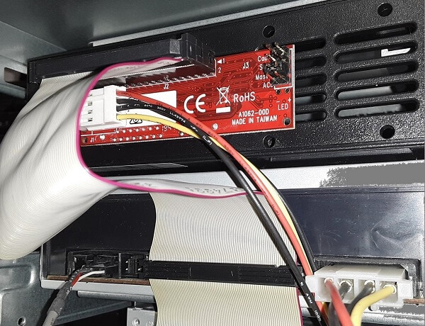 A IDE to SATA adapter plugged in