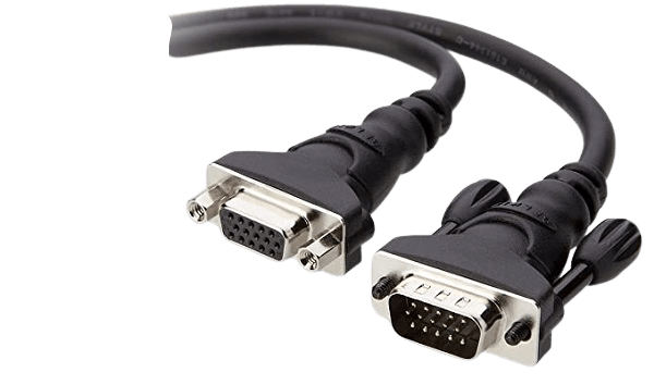 Black VGA cable with male to female 15 Pin connectors