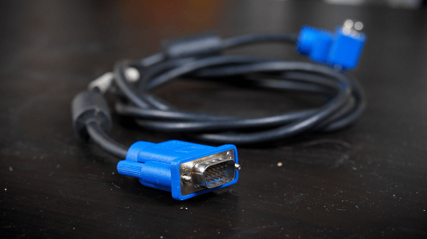 A coiled VGA cable