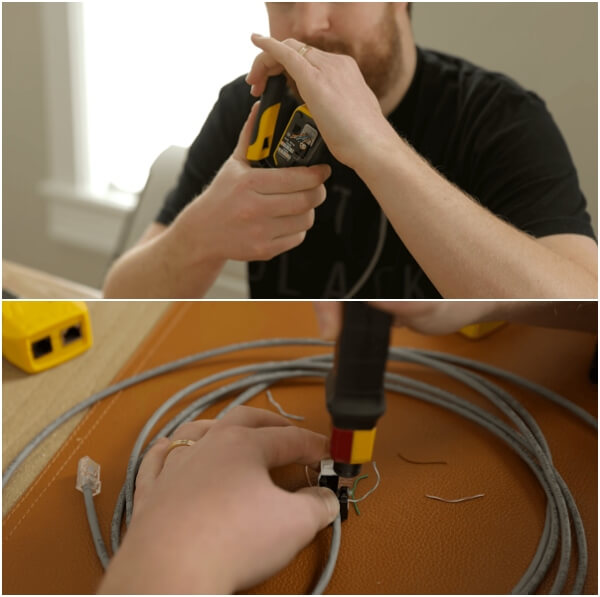 Putting the connectors on the cables