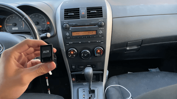 An aux port disconnected from the car