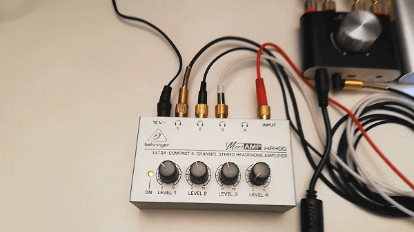 Amp with wires connected to it